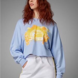 Adidas Women's Vibrant Blue and Yellow Hoodie